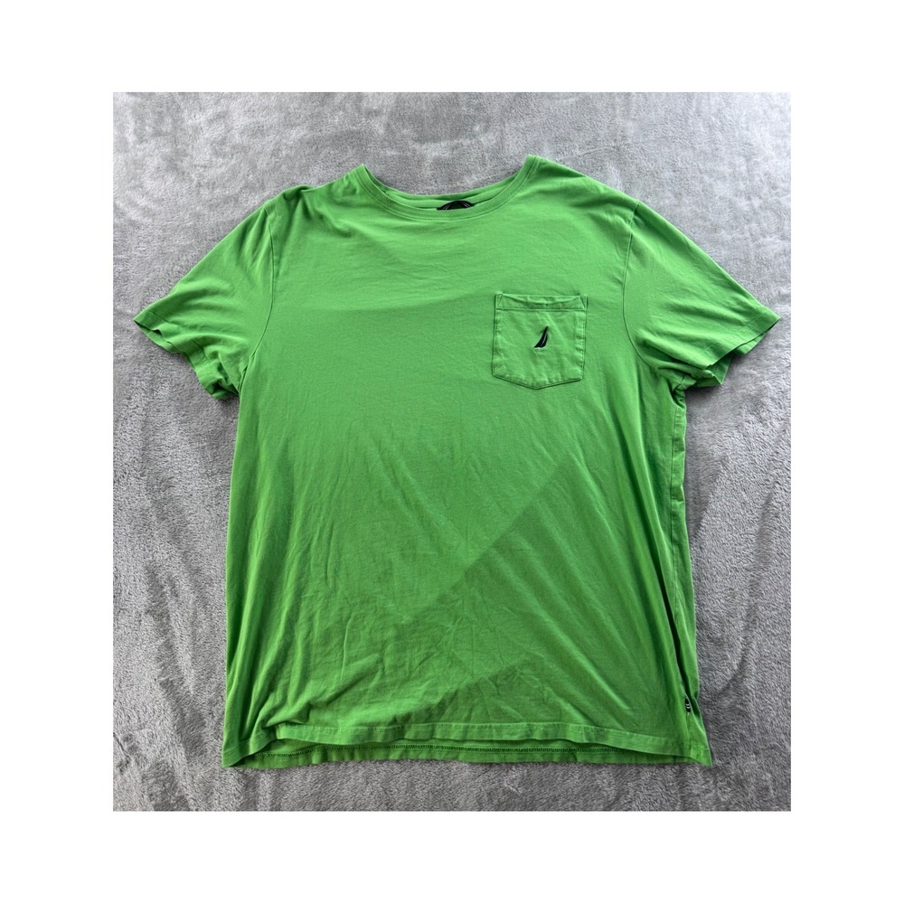 Nautica Performance Pocket Tee Shirt Mens XL Slim Fit Green‎ Cotton Stretch Logo